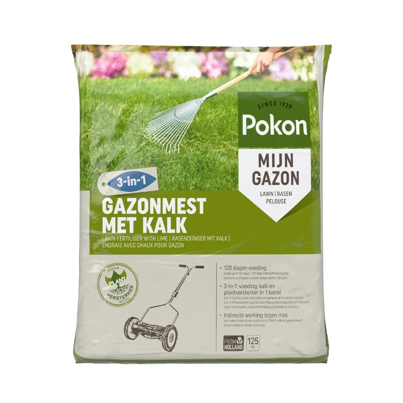Gazonmest met kalk 3-in-1 — 125 m²